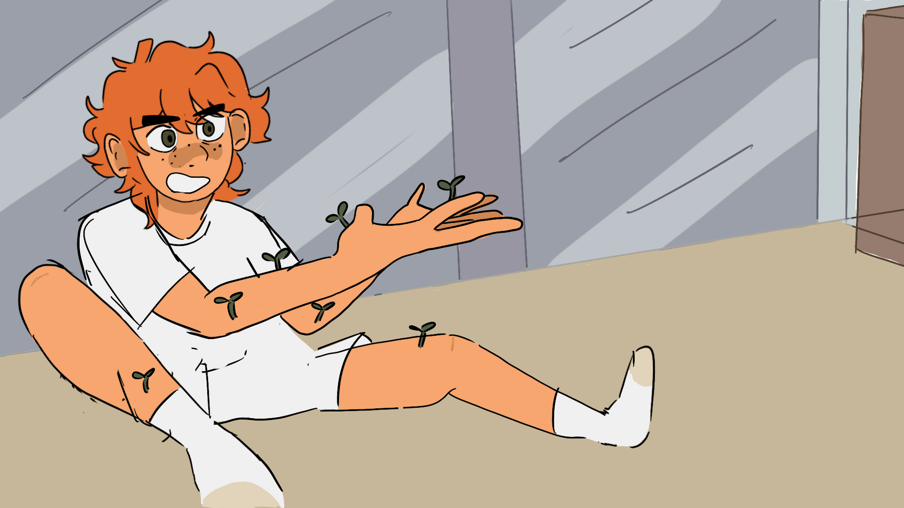 Coloured scene from storyboards for 'Sproutbound'