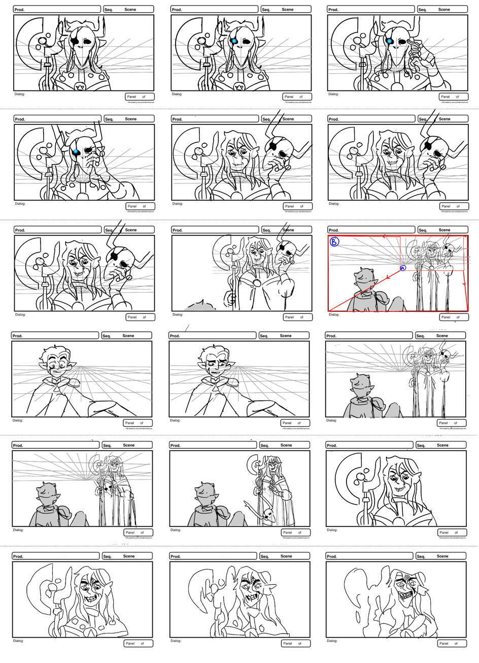 Sample Storyboards created for a fan animatic 'Hunter's Nightmare'