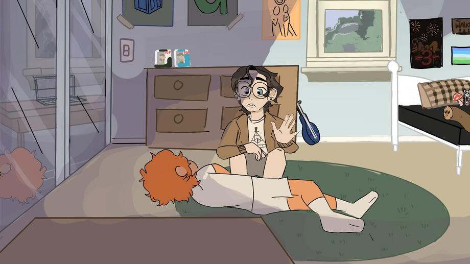Coloured scene from storyboards for &#39;Sproutbound&#39;