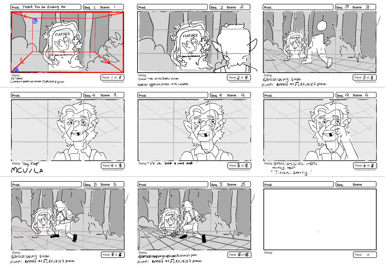 Storyboards created for a fan animatic based off 'Hunter' from 'The Owl House' by Dana Terrace